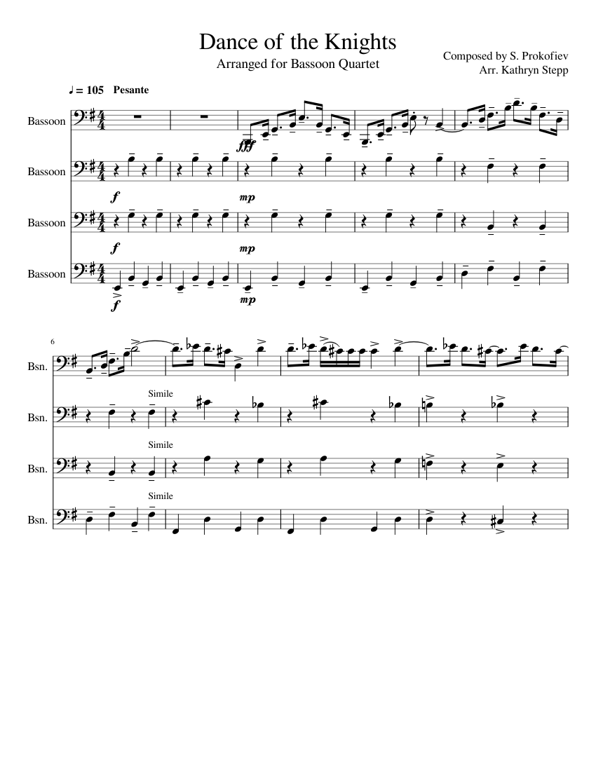 Dance Of The Knights Sheet Music For Bassoon Download Free In Pdf Or Midi 8440