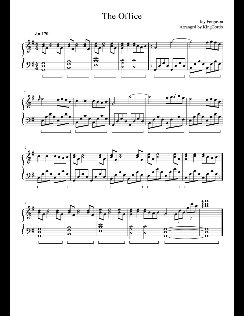 The Office Intro Piano Sheet Music