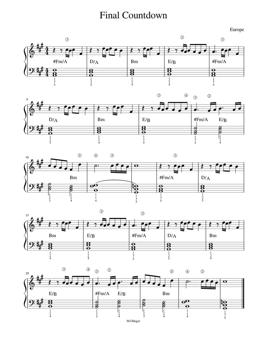 Final_Countdown Sheet music for Piano (Solo) | Musescore.com