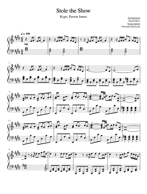 Stole the Show - Kygo Sheet music for Piano (Solo) | Musescore.com