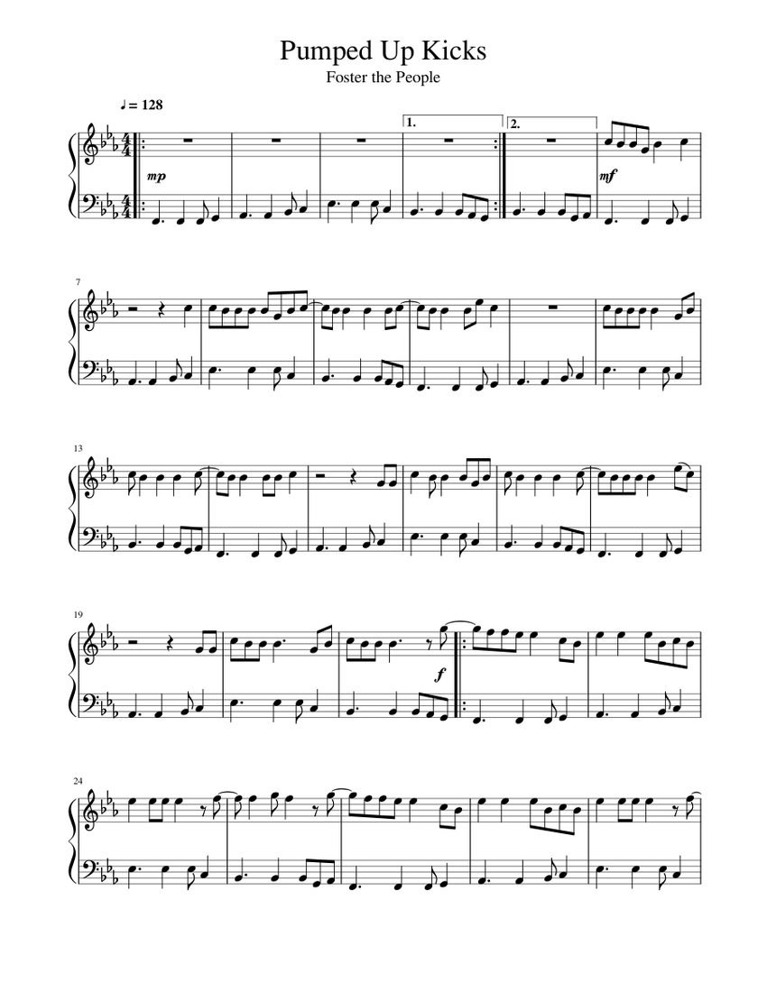 Pumped Up Kicks Sheet music for Piano (Solo) | Musescore.com