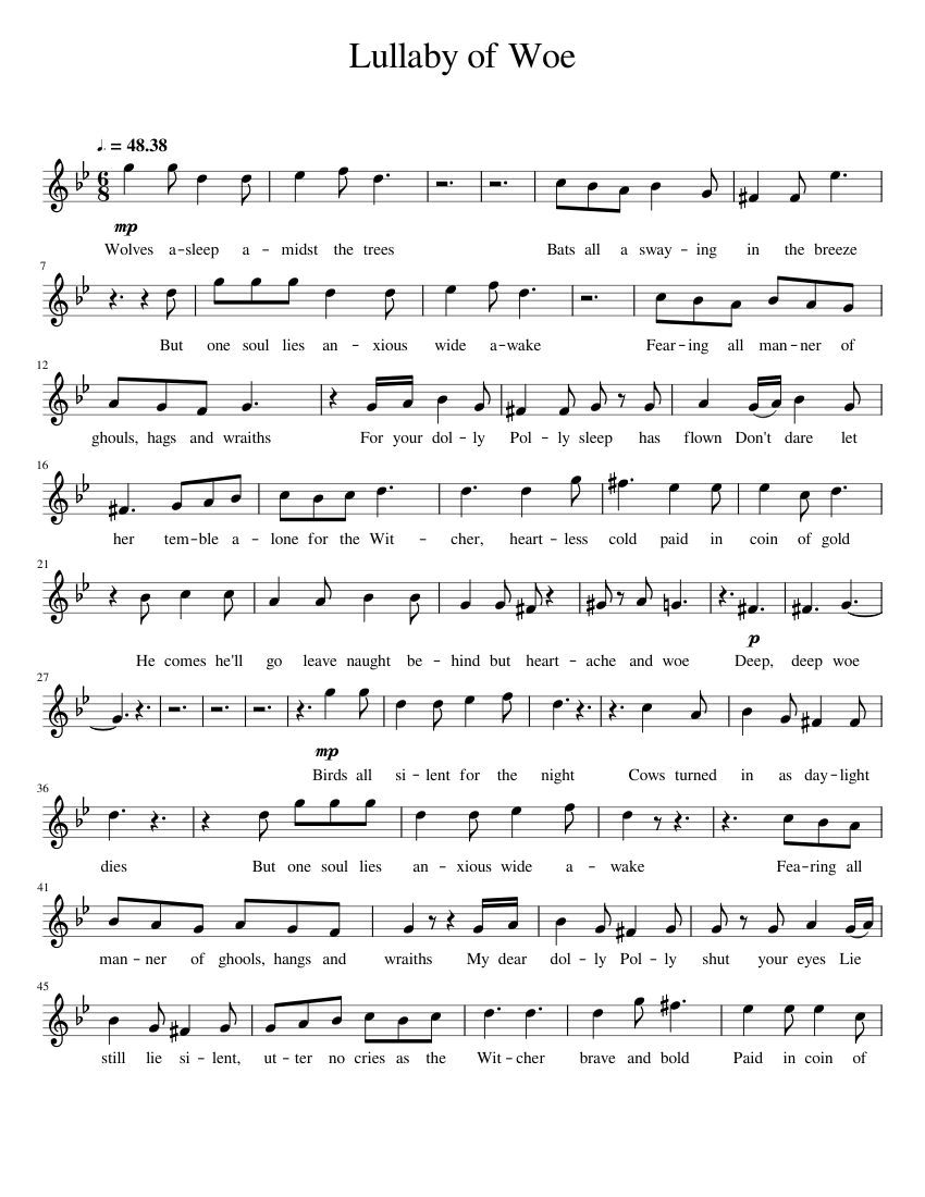Lullaby of Woe sheet music for Flute download free in PDF or MIDI