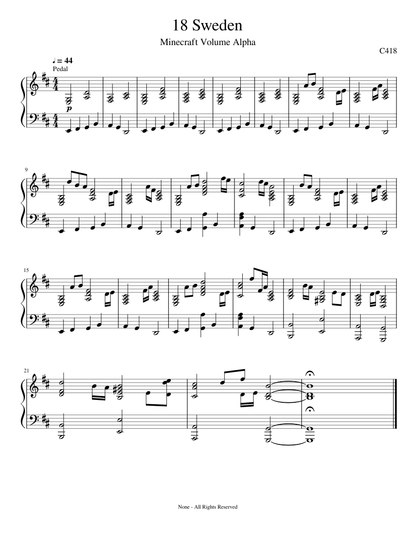 18 Sweden sheet music for Piano download free in PDF or MIDI