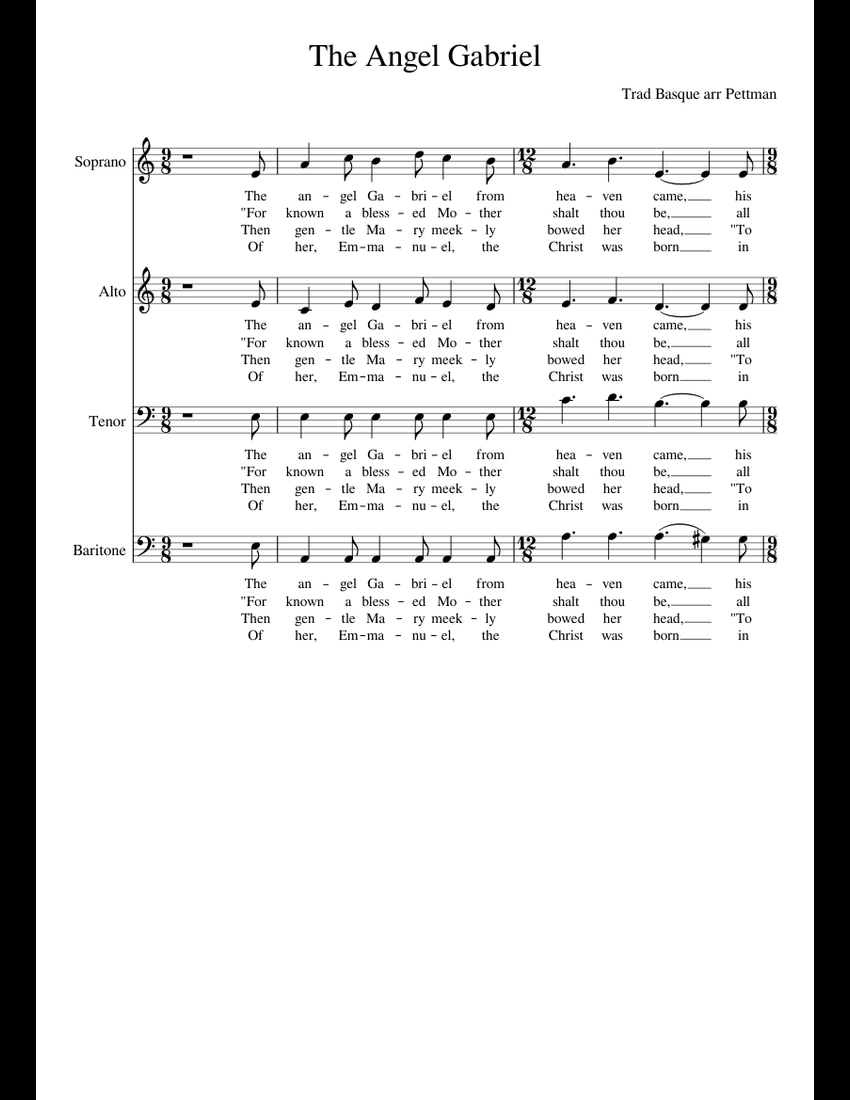 Angel Gabriel Basque Pettman: The Angel Gabriel : The Angel Gabriel (Old Basque Carol) – EXAIP