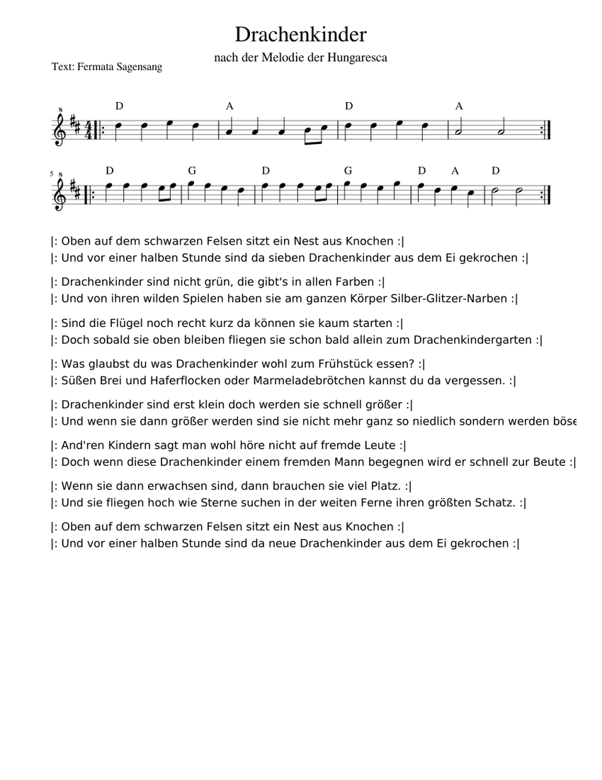  Drachenkinder Sheet music for Tambourine 