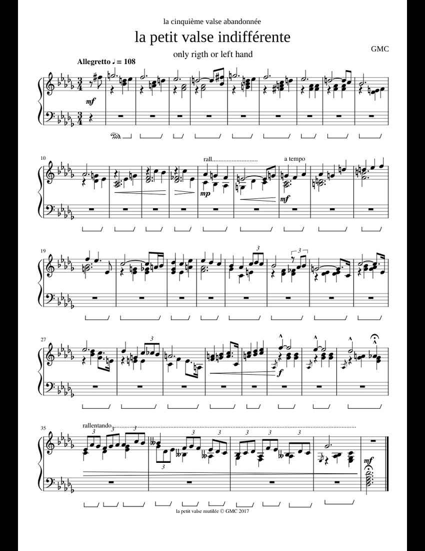 la petite valse indifférente sheet music for Piano download free in PDF ...