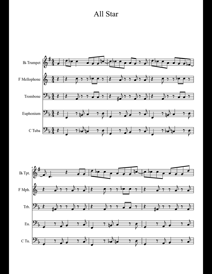 All Star sheet music download free in PDF or MIDI
