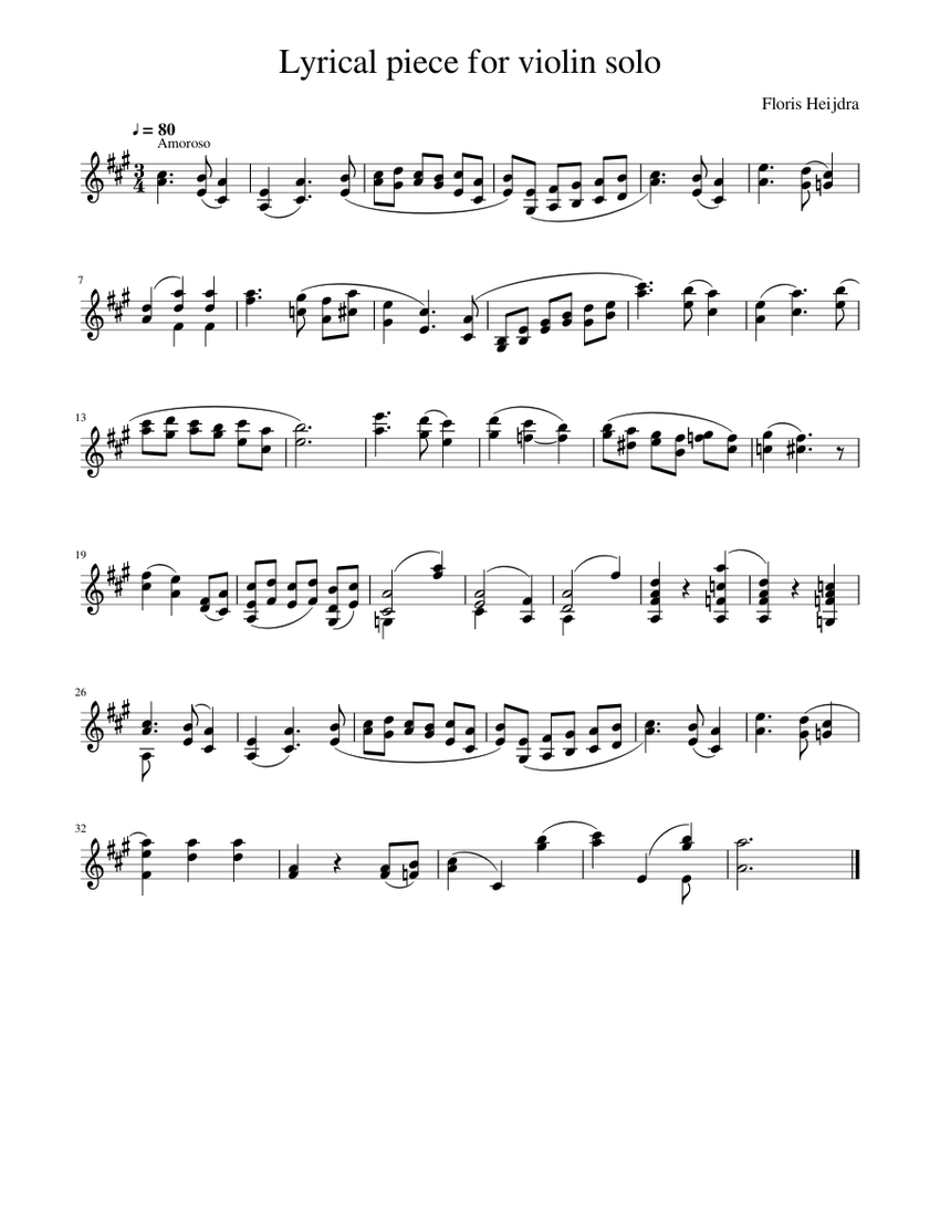 Lyrical piece for violin solo Sheet music for Violin | Download free in