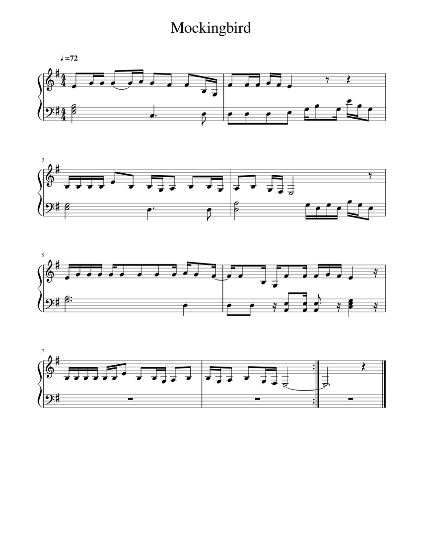 Mockingbird Sheet music for Piano | Download free in PDF or MIDI