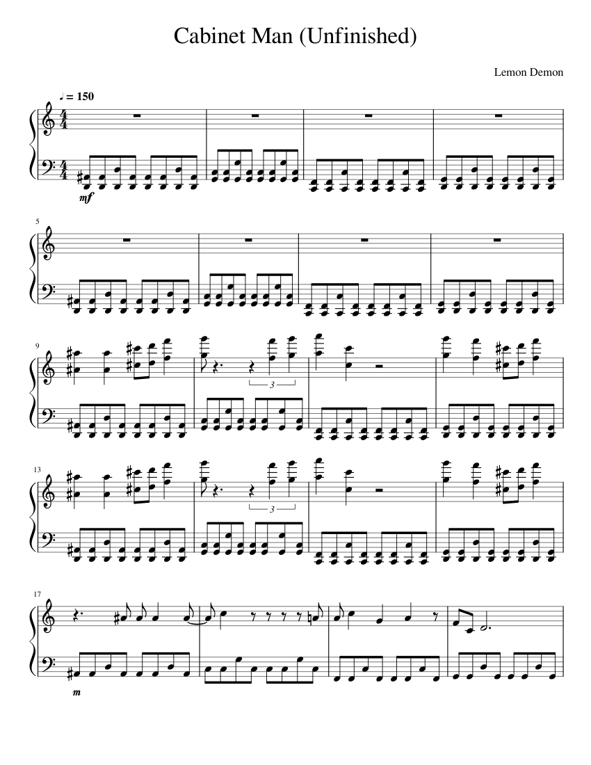Cabinet Man Sheet Music For Piano Solo Musescore Com