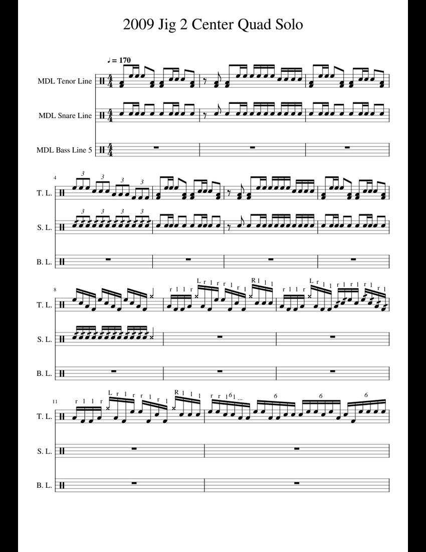 Quad Score 2009 Jig 2 Center Quad Solo sheet music for Percussion download free in ...