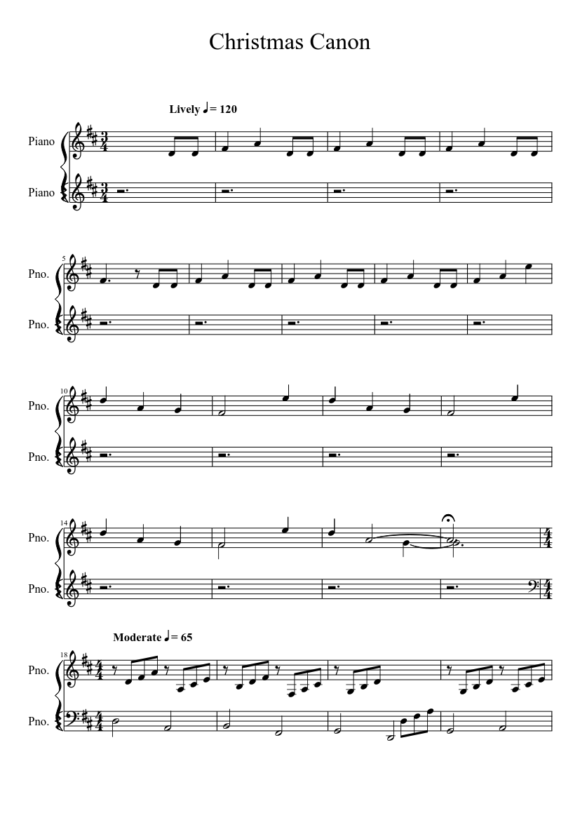 Christmas Canon (Beginner) sheet music download free in PDF or MIDI