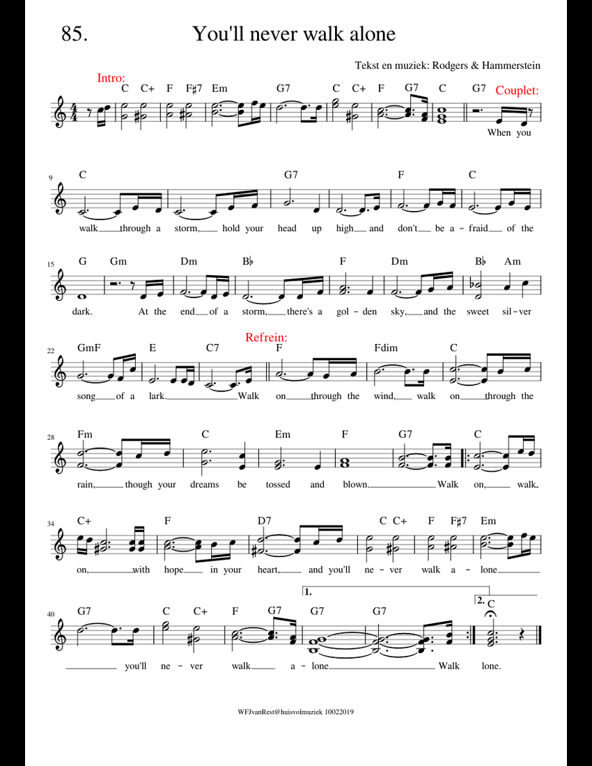 You'll never walk alone (1) sheet music for Piano download free in PDF ...