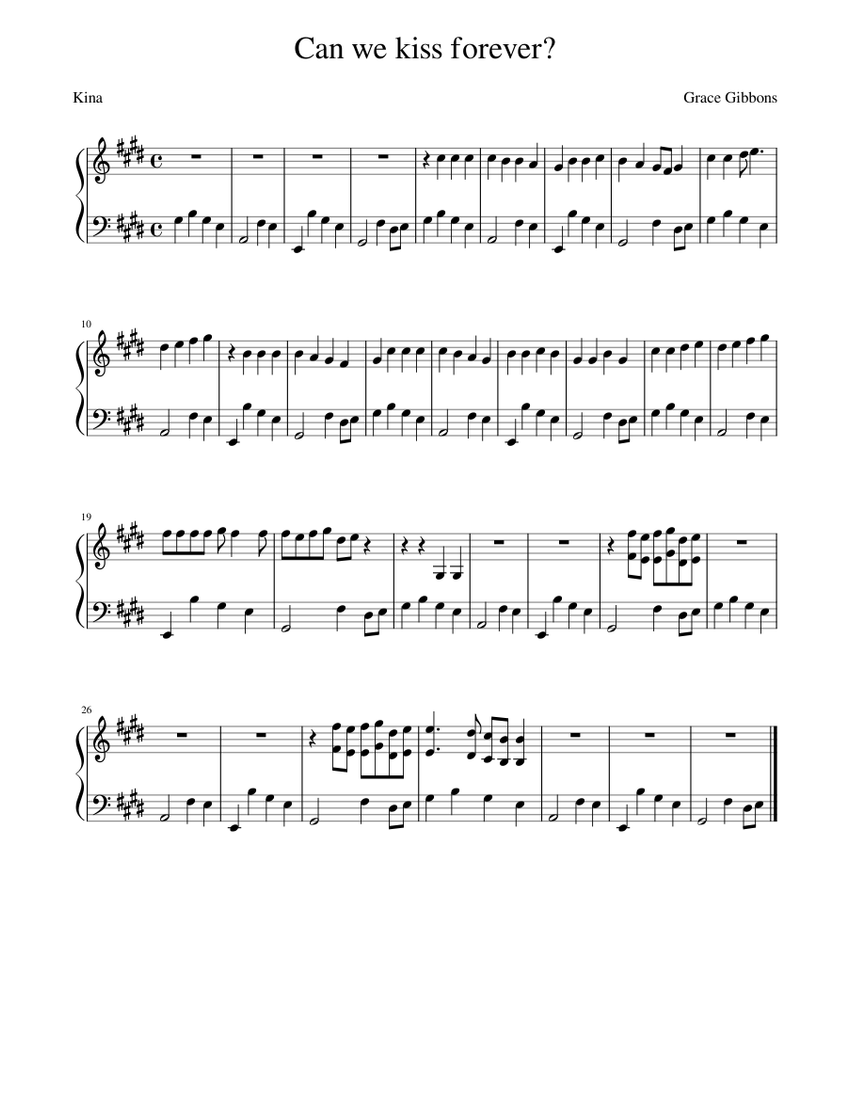 Can we kiss forever? Sheet music for Piano | Download free in PDF or MIDI | Musescore.com