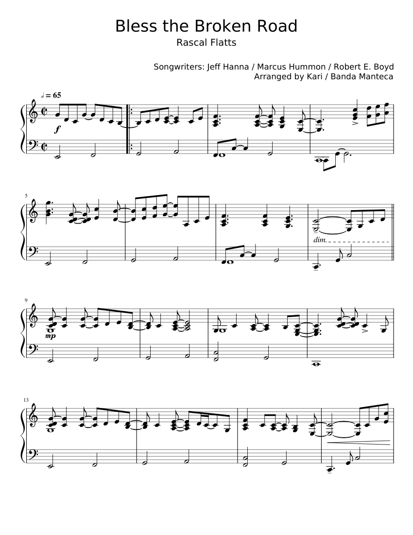 Bless the Broken Road sheet music for Piano download free in PDF or MIDI