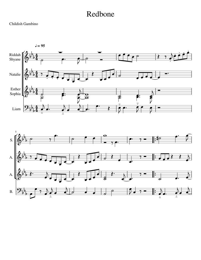 Redbone sheet music for Piano download free in PDF or MIDI