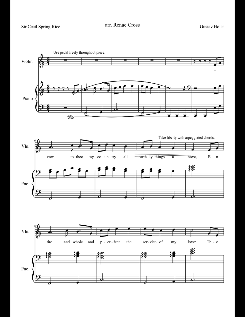 I Vow to Thee, My Country sheet music download free in PDF or MIDI