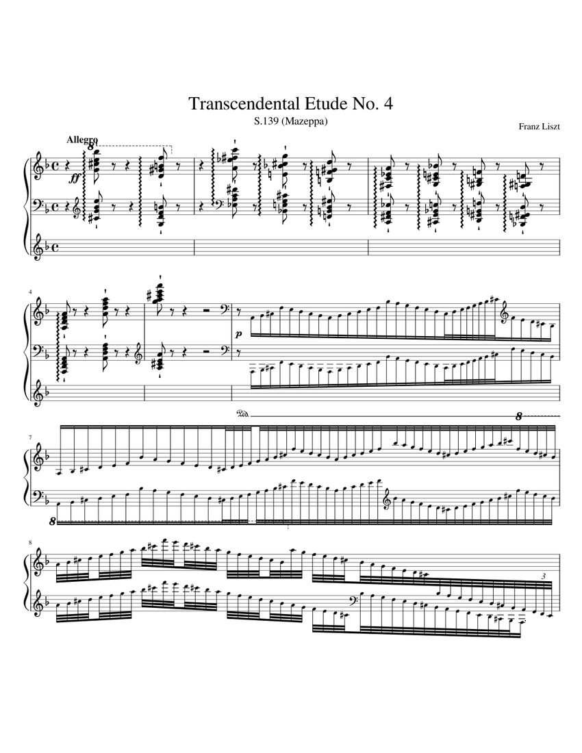 Transcendental Etude No. 4 (Mazeppa) S.139 - Liszt Sheet ...