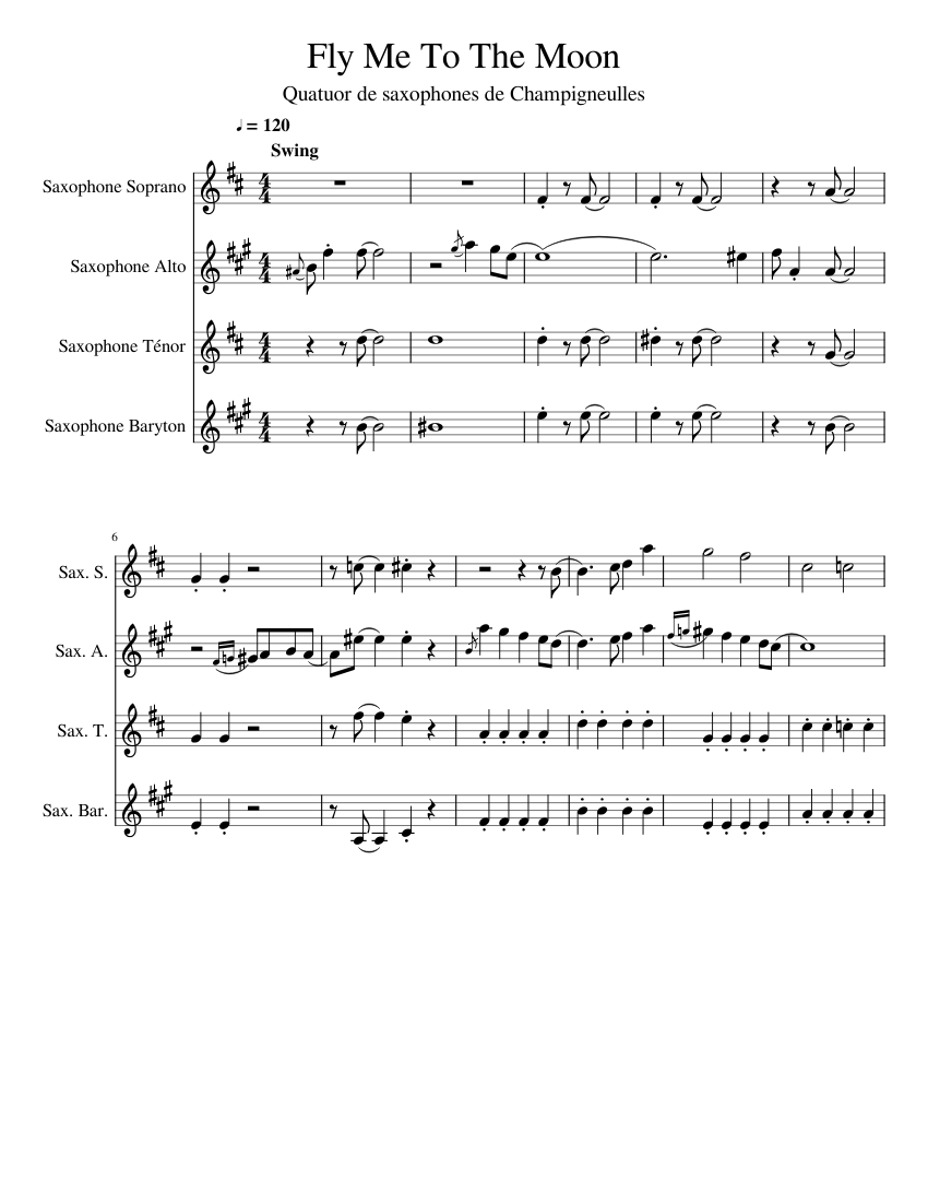 fly me to the moon saxs Sheet music for Saxophone (Alto), Saxophone