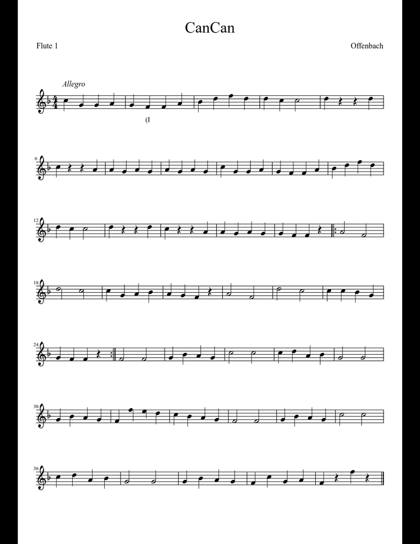 cancan sheet music download free in PDF or MIDI