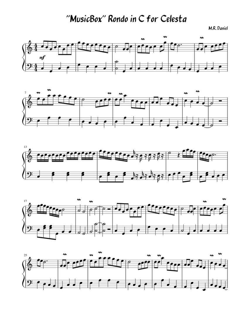 ''MusicBox'' Rondo in C major for Celesta Sheet music for Celesta (Solo ...