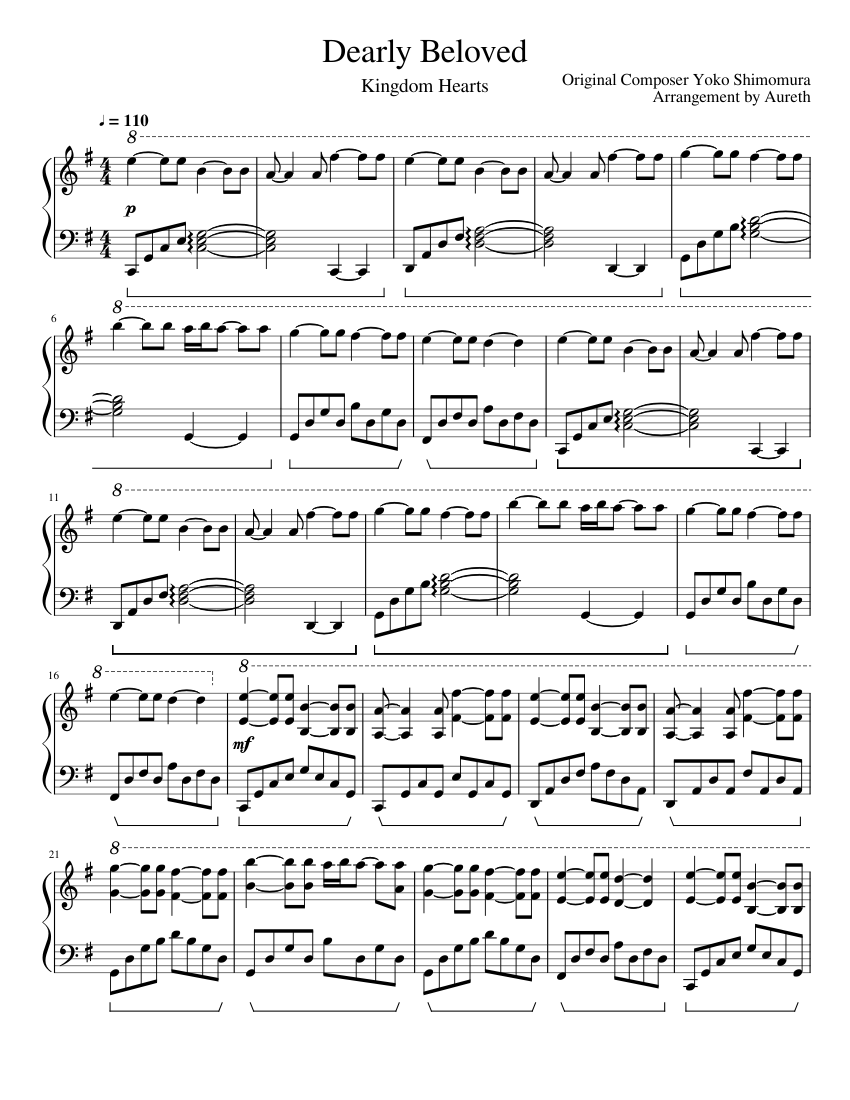 Kingdom Hearts - Dearly Beloved (WIP) sheet music for Piano download