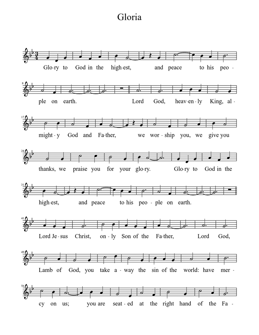 Gloria Sheet music Download free in PDF or MIDI