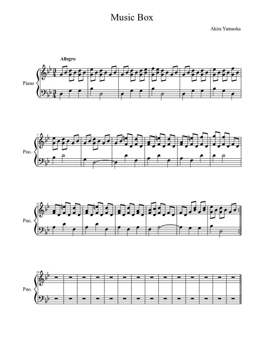 Music Box Sheet music | Download free in PDF or MIDI | Musescore.com
