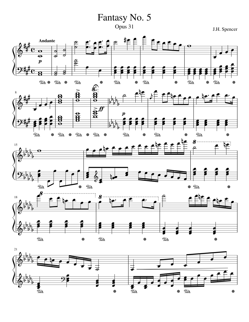 Fantasy No 5 Sheet music for Piano (Solo) | Musescore.com