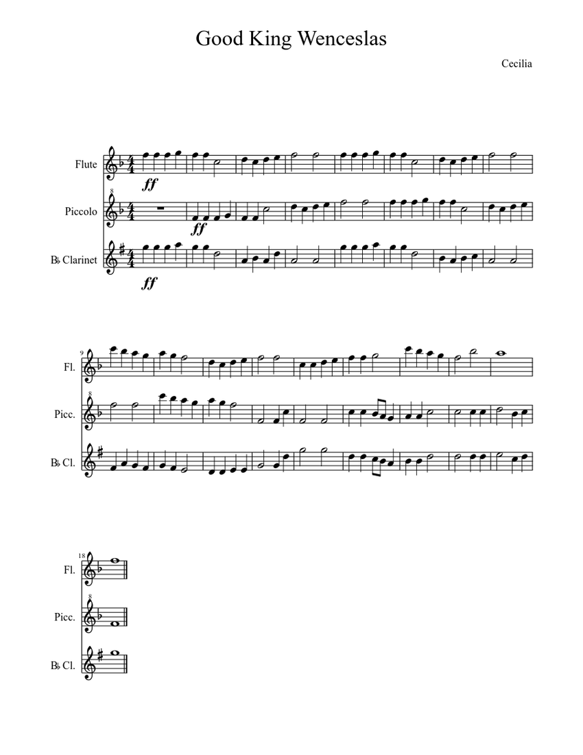 Good King Wenceslas (Woodwind Trio) Sheet music Download free in PDF or MIDI