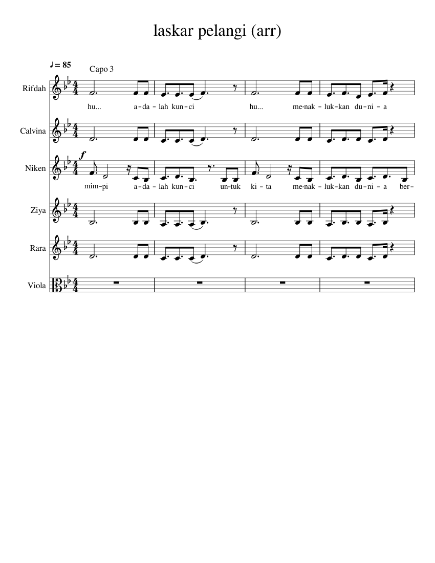 Laskar Pelangi Psi17 Sheet music for Piano, Viola