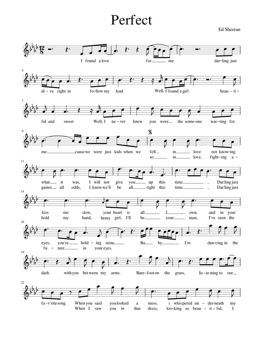 Perfect Ed Sheeran Partitur Sheet music for Piano | Download free in