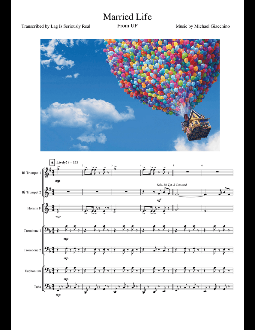 Married Life From UP sheet music for Trumpet, French Horn, Trombone