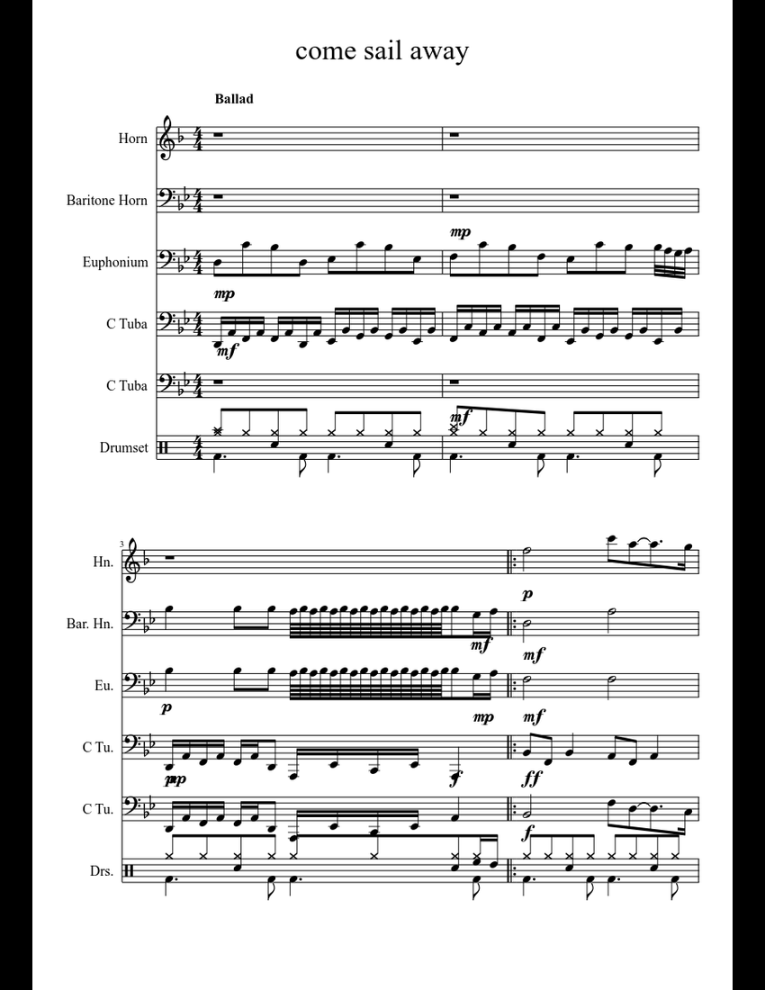 come sail away sheet music download free in PDF or MIDI