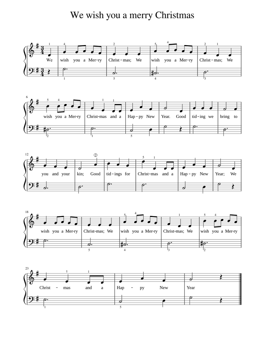 We wish you a merry Christmas easy Sheet music for Piano (Solo