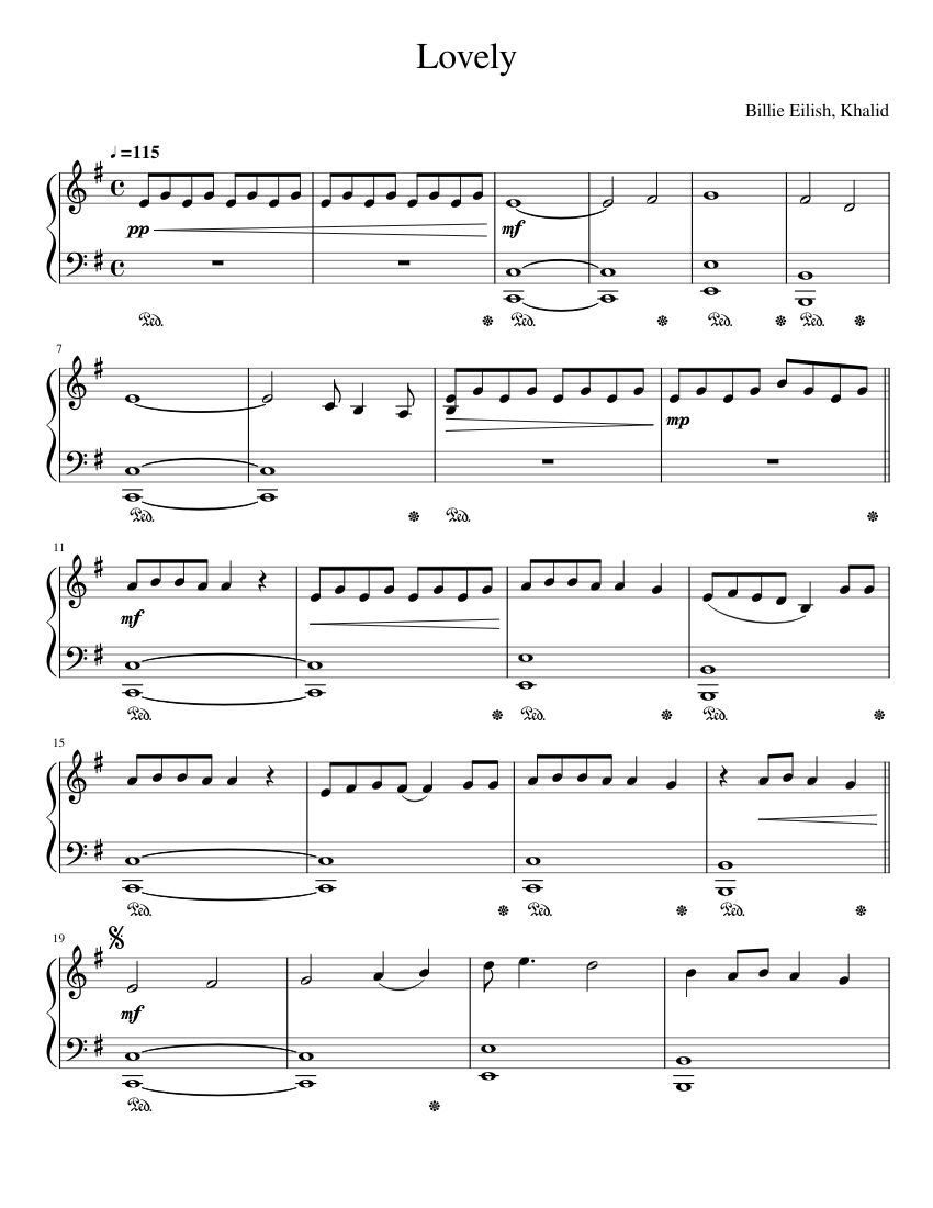 Billie Eilish - Lovely (Piano Solo) Sheet music for Piano | Download