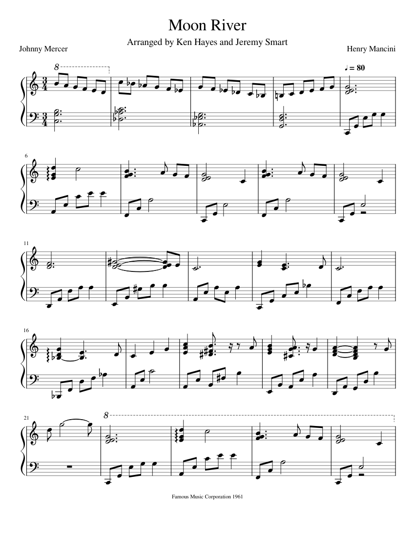 Moon River Sheet music for Piano | Download free in PDF or MIDI