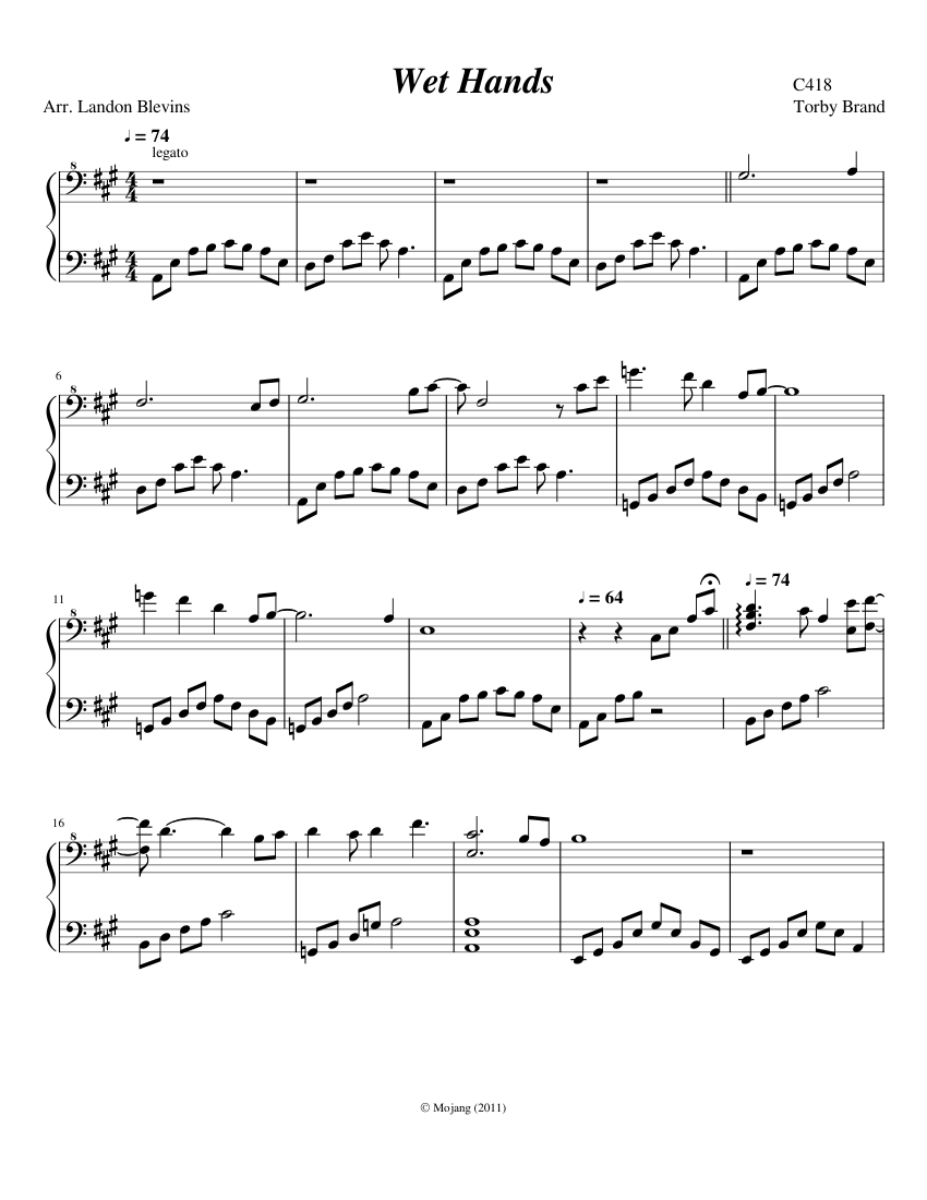 Wet Hands Bass Clef Sheet music for Piano (Solo) | Musescore.com