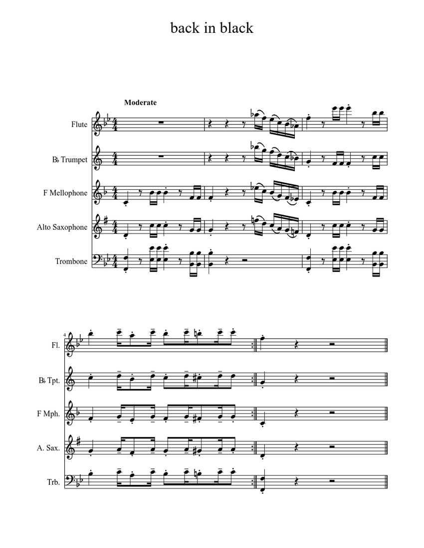 Back in Black Sheet music | Download free in PDF or MIDI | Musescore.com