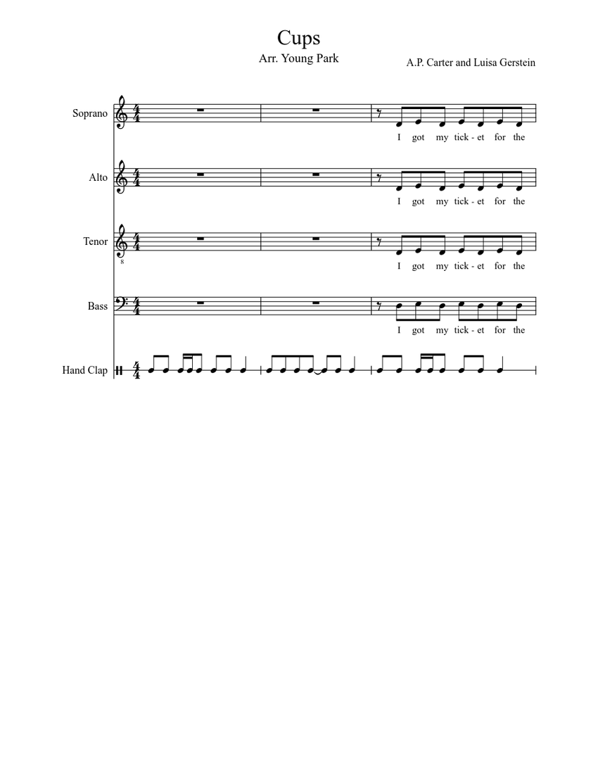 Cups Sheet music Download free in PDF or MIDI