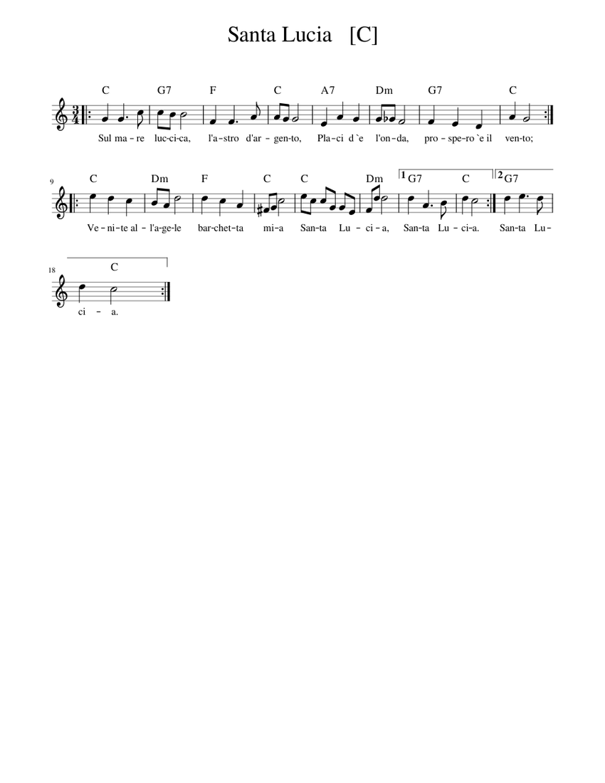 Santa Lucia Sheet music | Musescore.com
