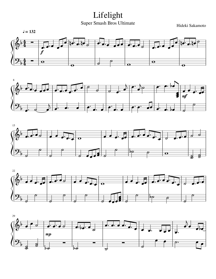 Lifelight sheet music for Piano download free in PDF or MIDI