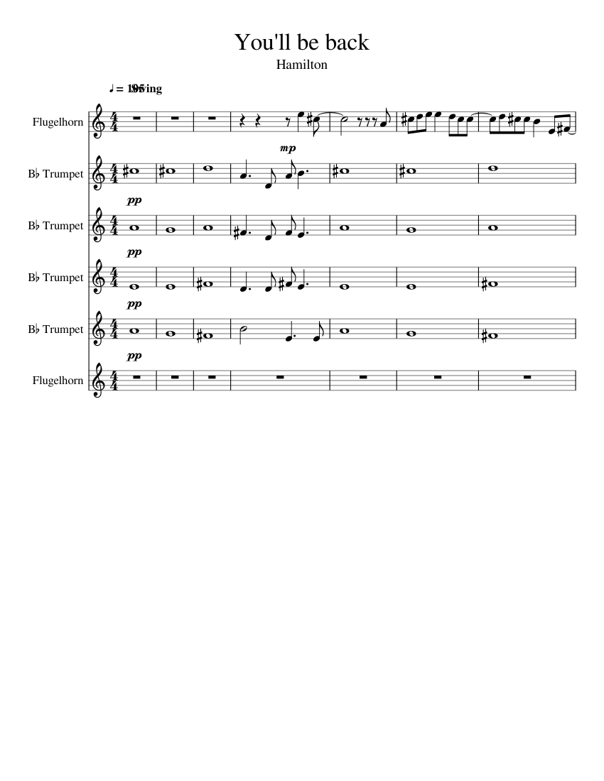 You'll be back (Hamilton) Sheet music for Trumpet | Download free in