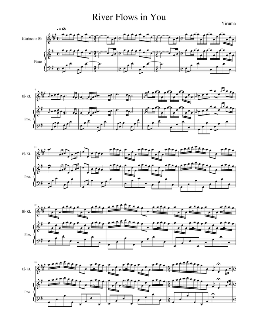 River Flows in You - Yiruma Sheet music for Piano, Clarinet (In B Flat