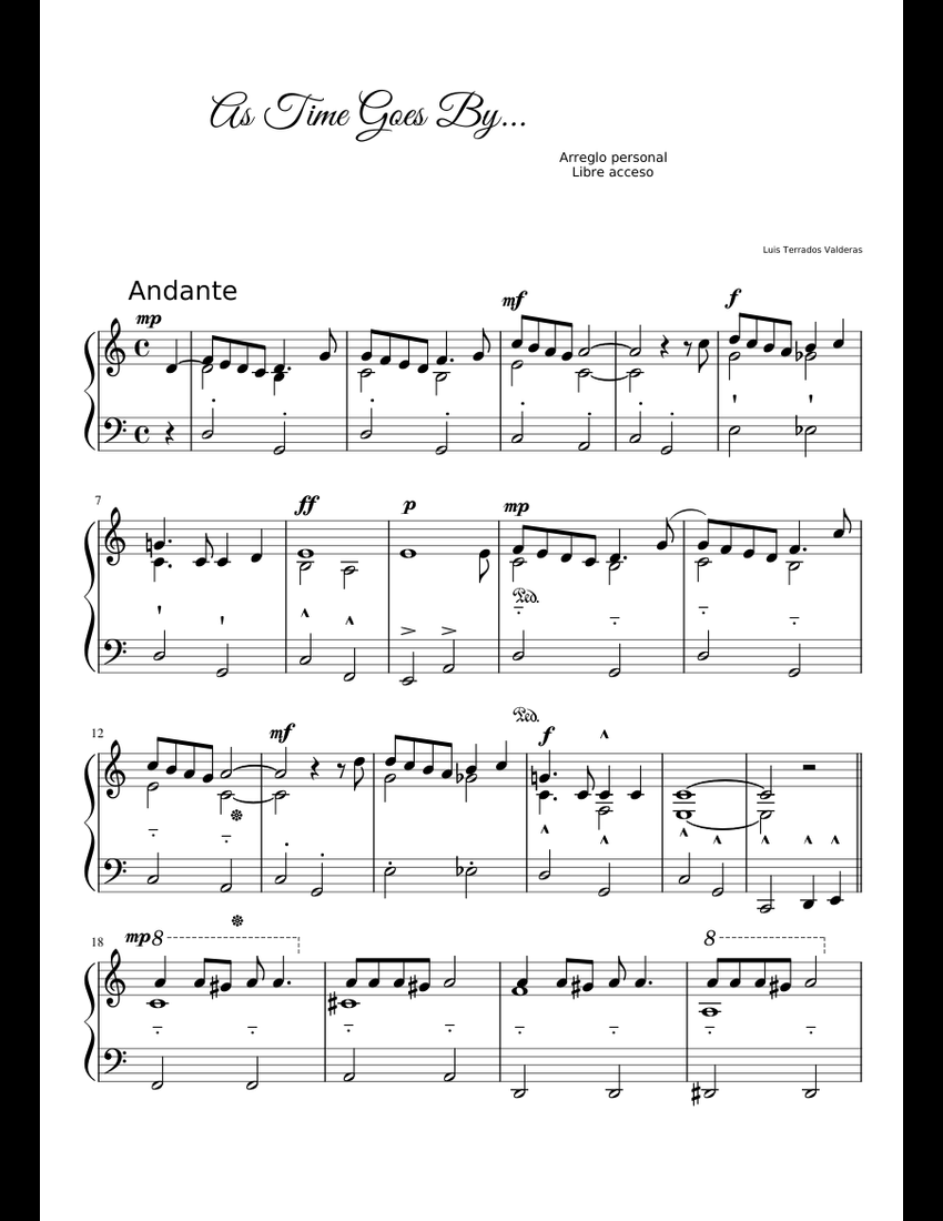 As Time Goes By sheet music for Piano download free in PDF or MIDI