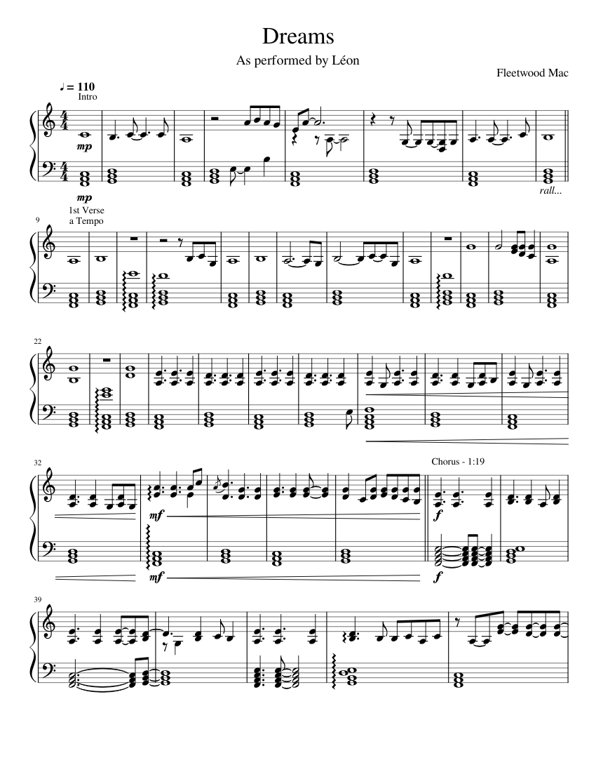 Dreams Sheet music for Piano, Synthesizer | Download free in PDF or