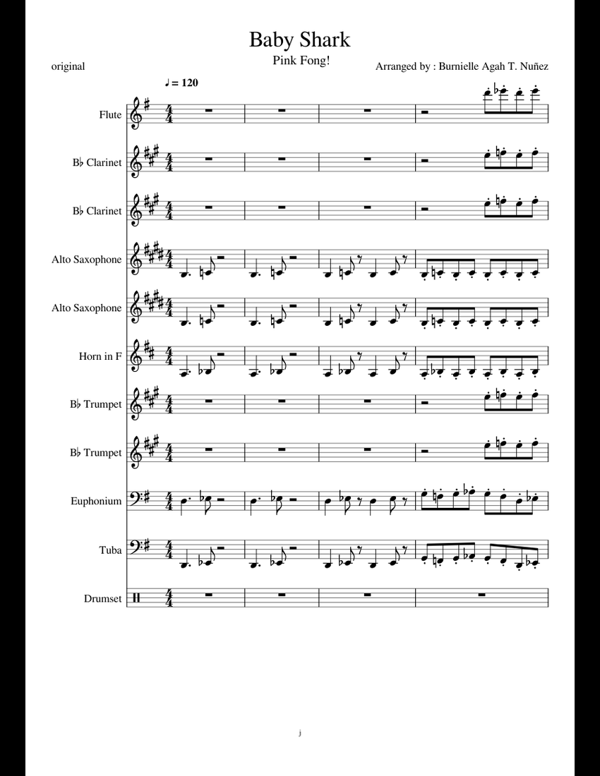 Baby Shark Alto Sax Notes