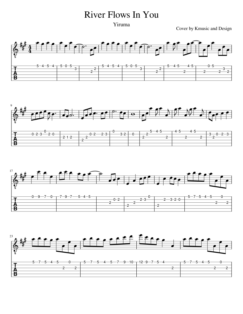 River Flows In You Sheet music for Guitar (Solo) | Musescore.com