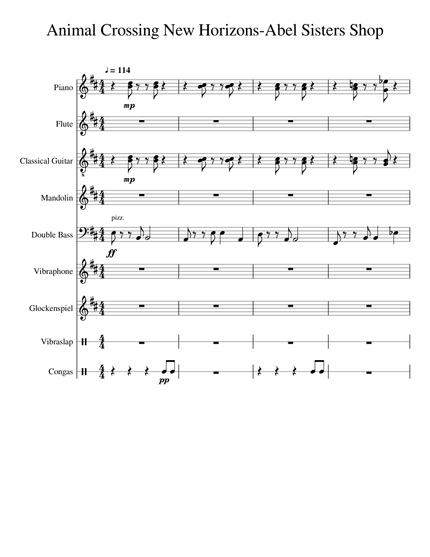 Animal Crossing: New Horizons-Able Sisters Sheet music for Piano, Flute