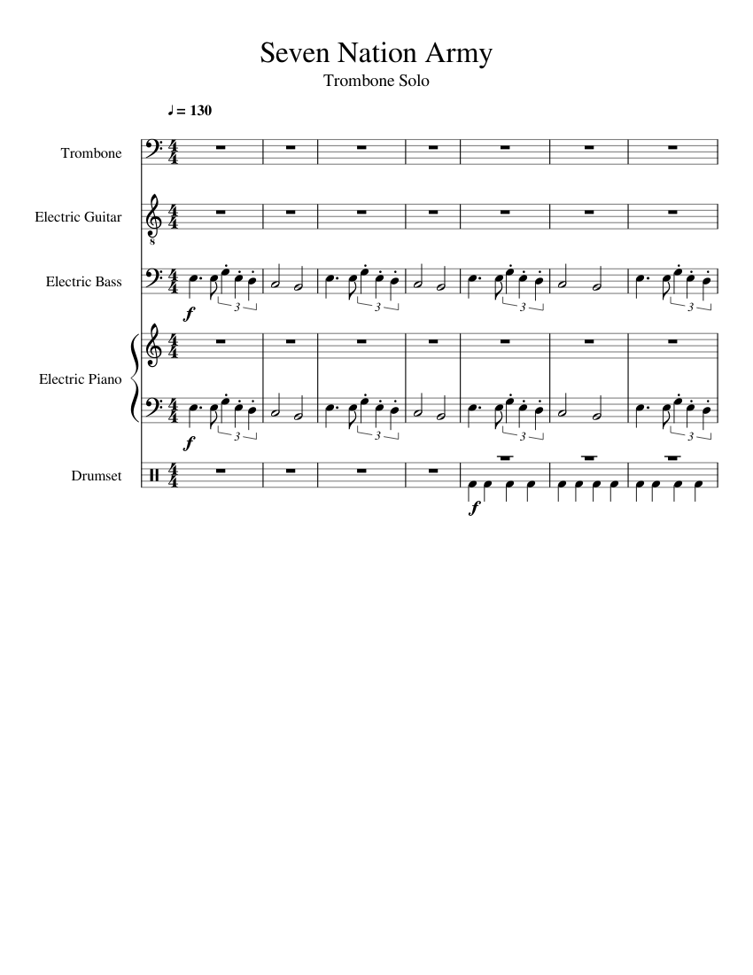 7 Nation Army Trombone Sheet Music - Army Military